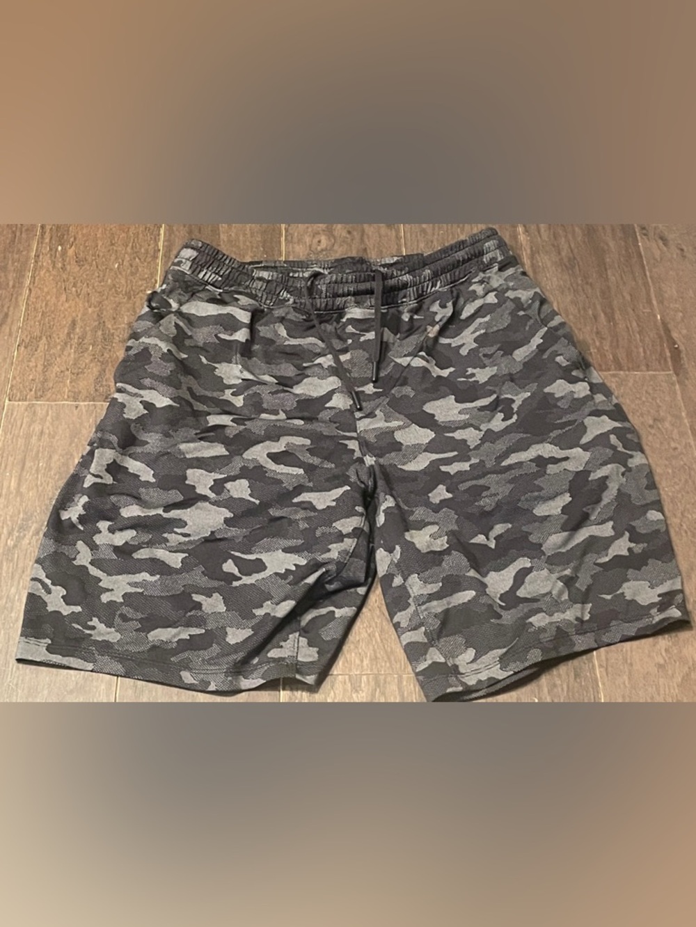 Lululemon Pace Breaker Shorts Mens L Black Camo 9” Drawstring Performance Run